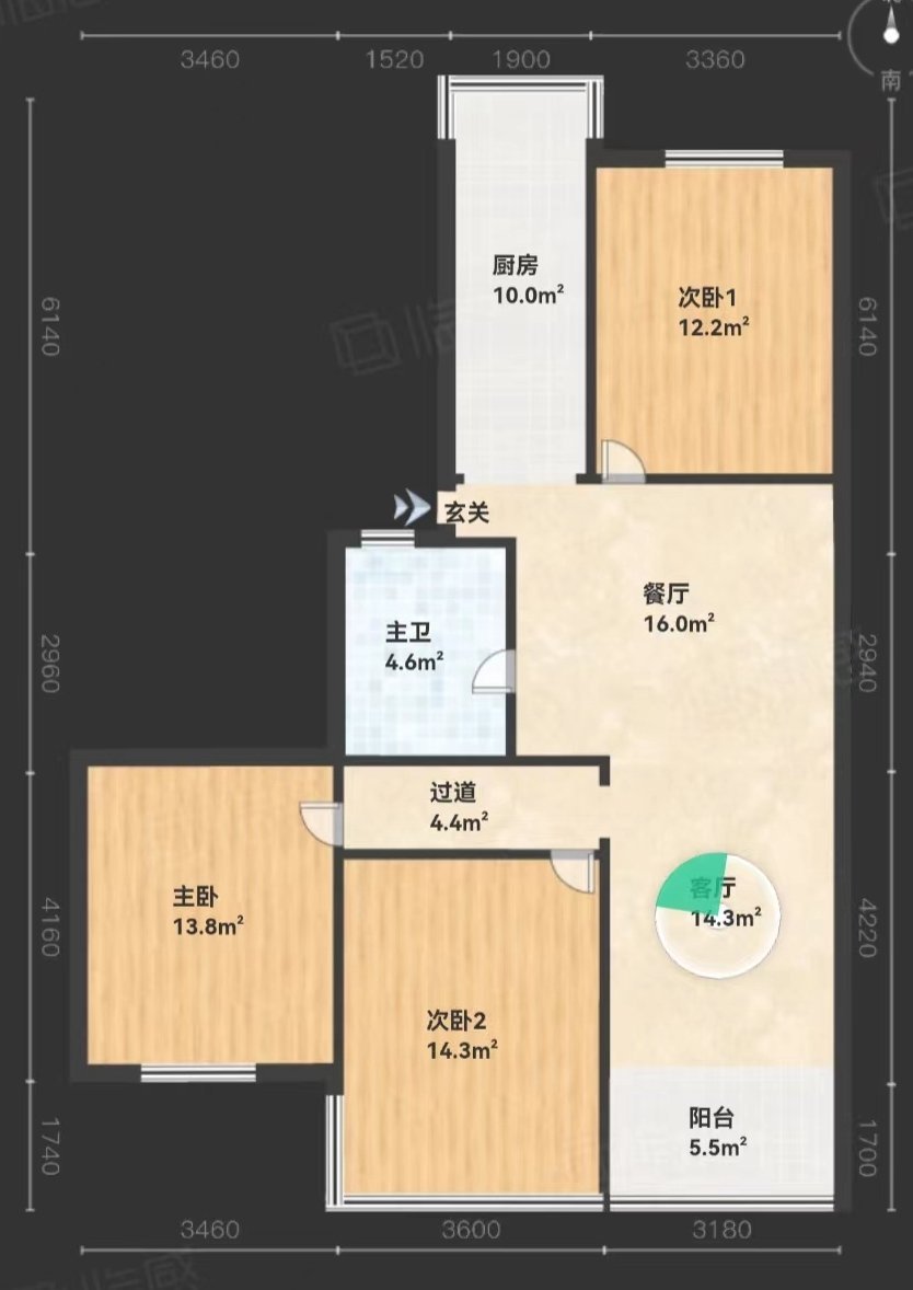 后围墙街,四中本部！后围墙小区，三室两厅，全明户型，空学籍，看房有钥匙12