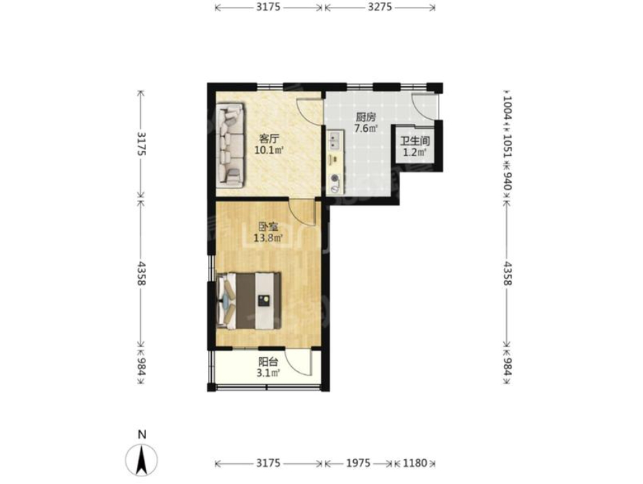 虎丘路9号院,南北通透,2室1厅1卫1阳台全南,户型非常棒,有户型为证5