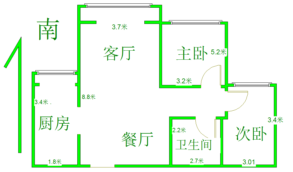 泽信加州公馆,泽信加州公馆98㎡2室 房本两年外 随时看房2