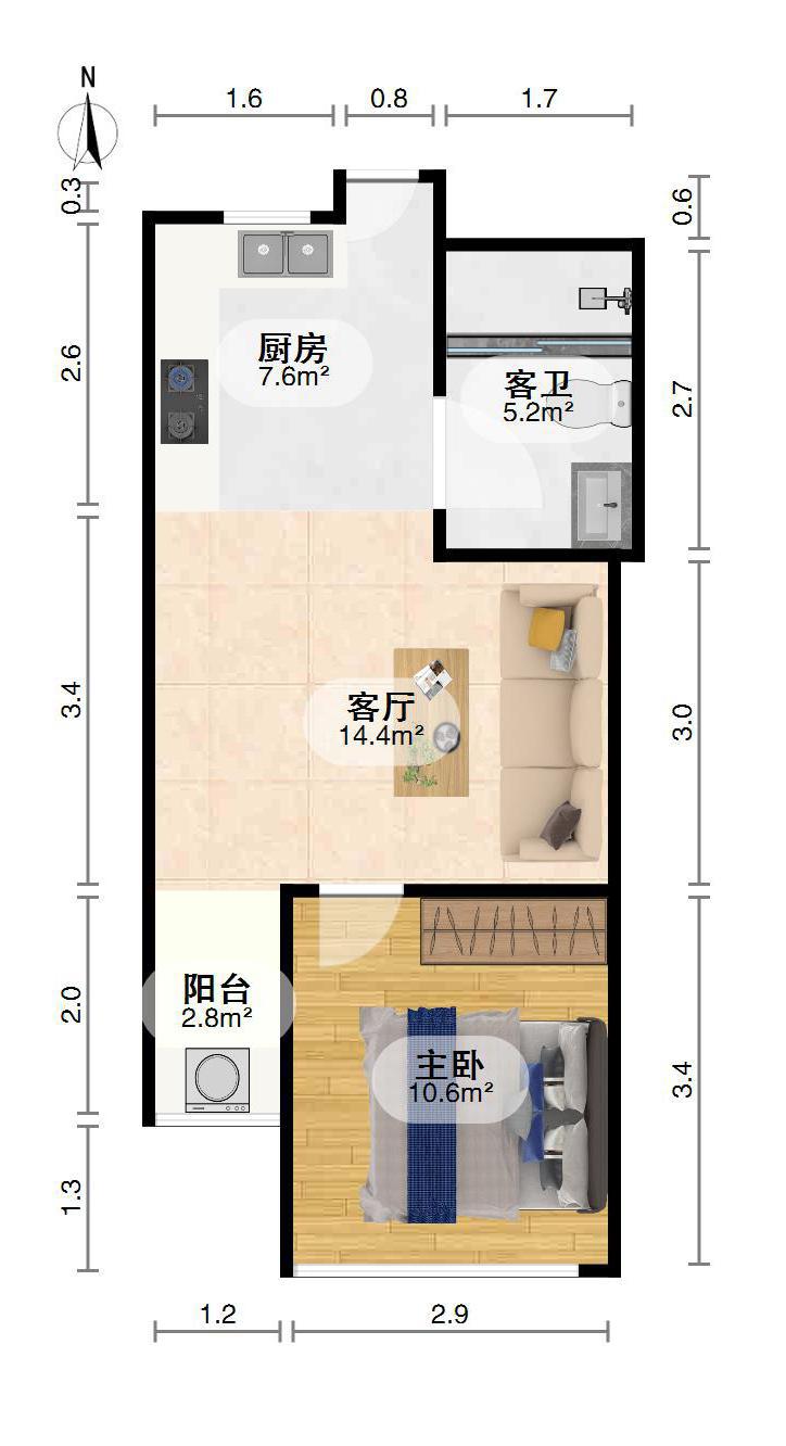 爱家皇家花园,爱家花园单室南向精装58.82平26.5万可贷款9