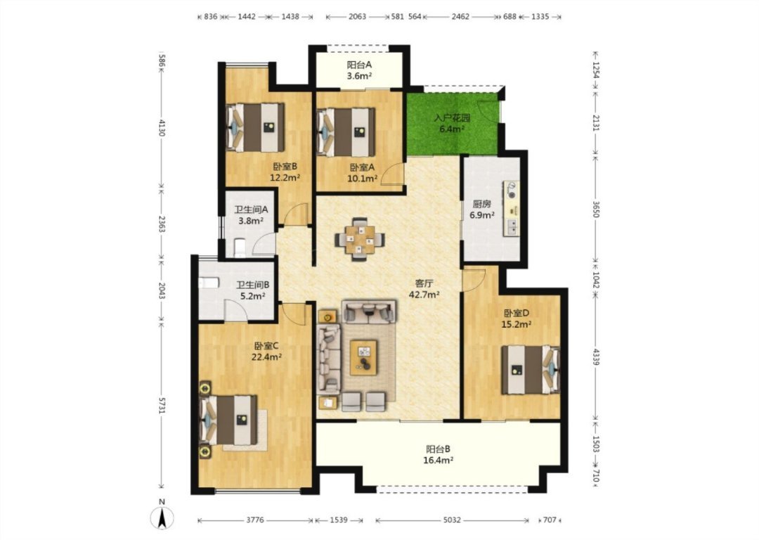 金科公园王府4室2厅2卫精装出租9