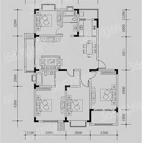 宏图上逸园,精品好房，楼层好，视野广，宏图上逸园4室2厅2卫1阳台！13