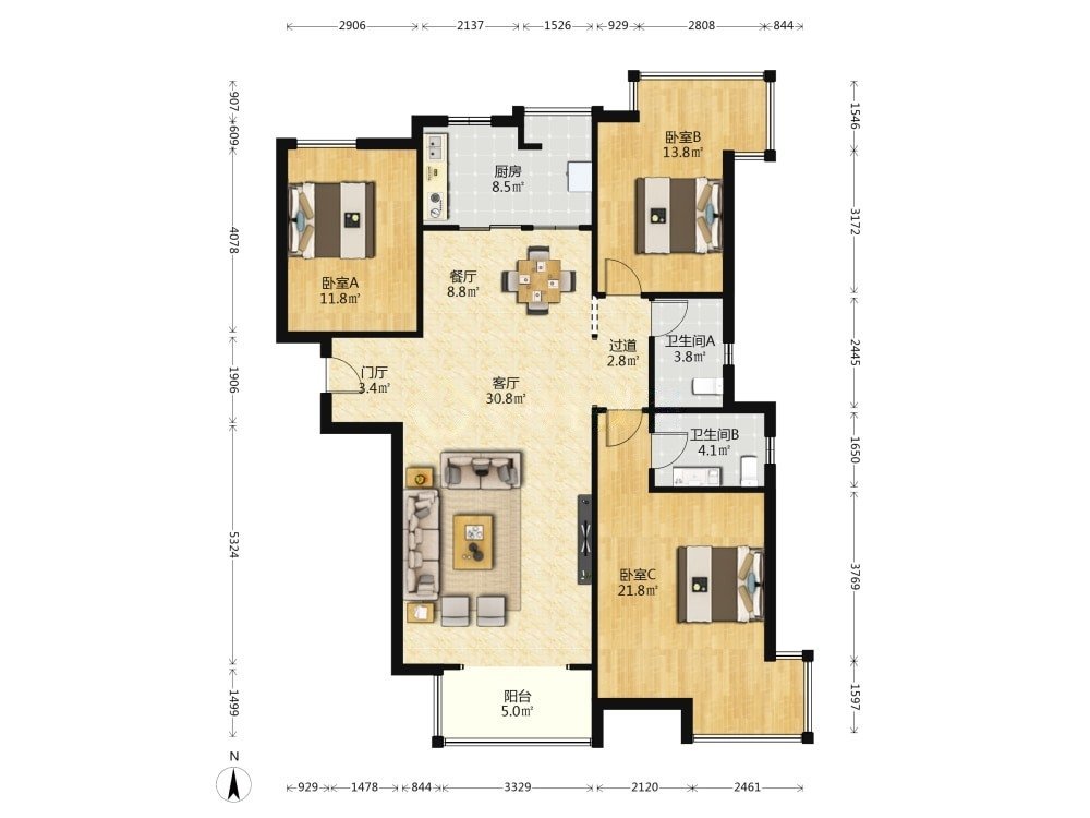 灞桥区中新浐灞半岛精装3室2厅2卫二手房出售14