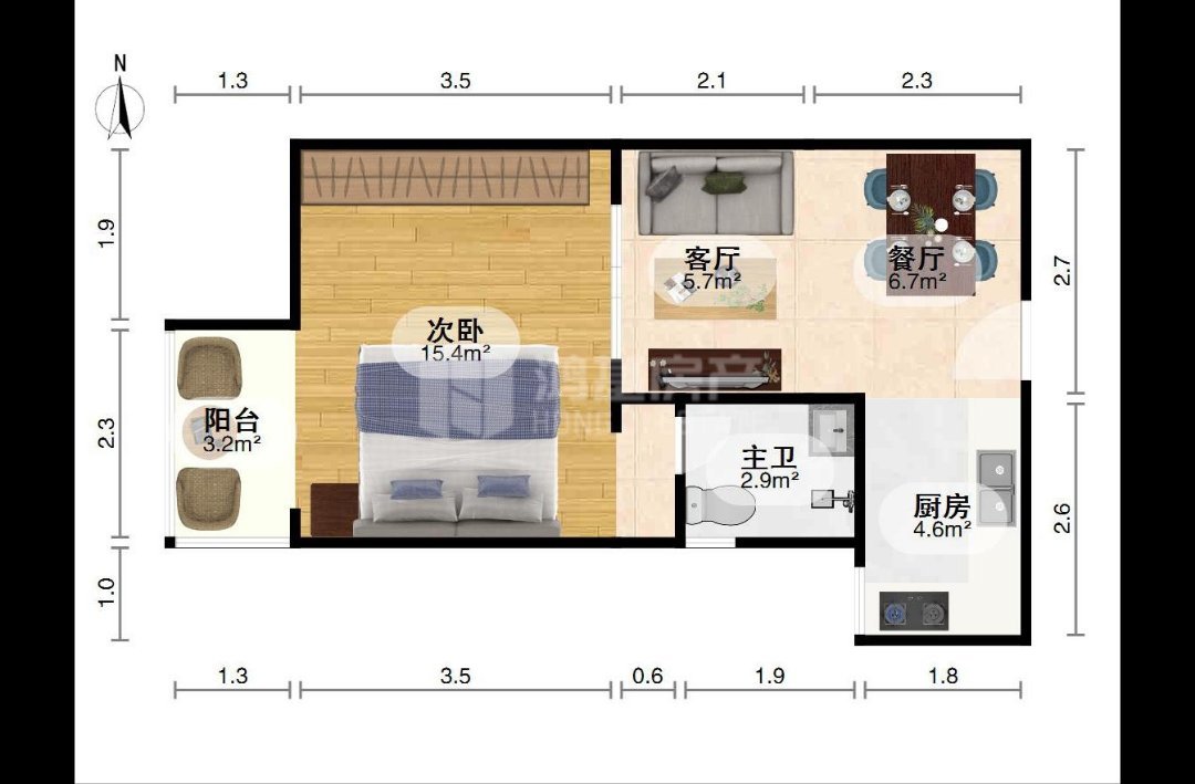 龙韵花园,龙韵花园45万元57㎡1室1厅1卫1阳台毛坯，业主急售9