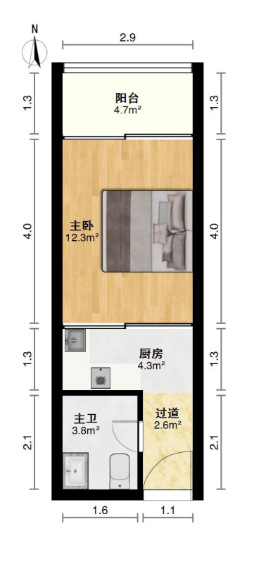 中大城,中大城900元/月，家具电器齐全非常干净8