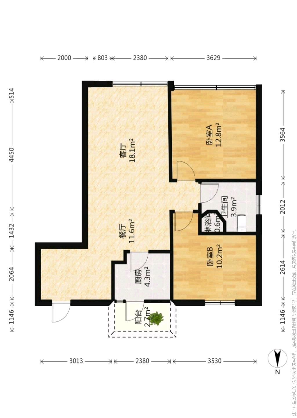 盈彩美地,干净整洁，随时入住，盈彩美地2室2厅1卫1阳台8