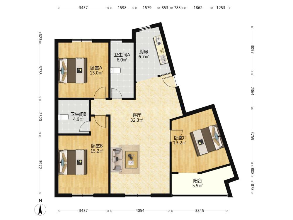 威尼斯水城第三街区,威尼斯水城第三街区126.5㎡3室南，好房出售9