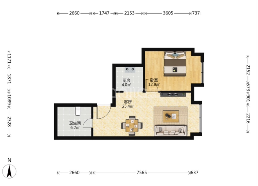三号公寓3422精装修一室一厅，看房方便-恒大御景半岛二手房价