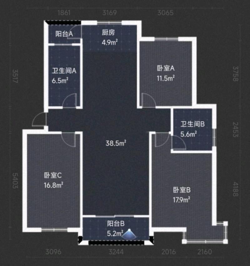 凤山名园3楼124方3室2厅2卫2阳台毛坯165万一手-凤山名园二手房价