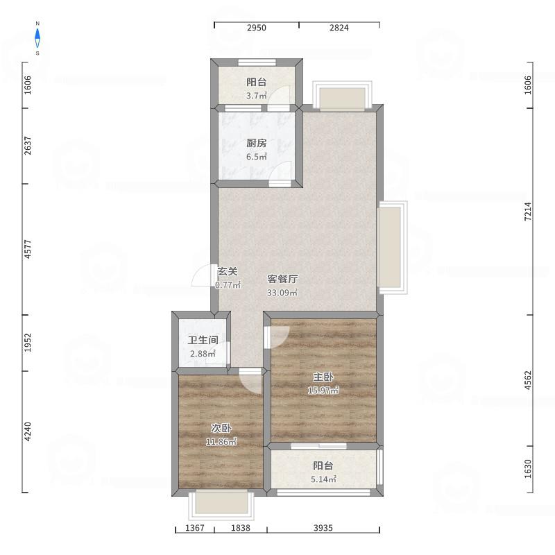 东方明珠4楼91平精装两南卧小北间57.8万急售-金桥东方明珠二手房价