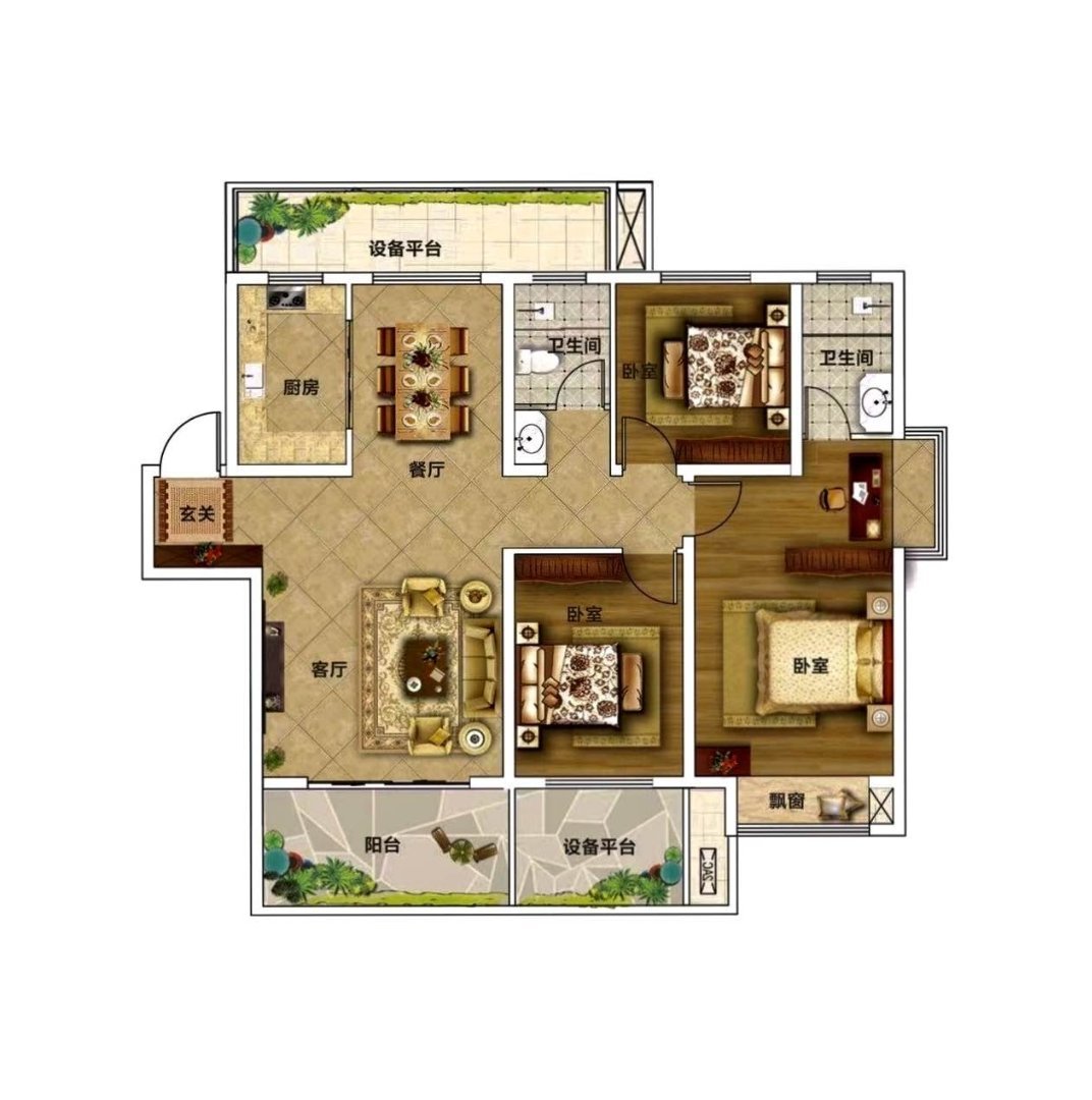 双汇金誉府西区,小区环境舒适3室2厅2卫2阳台,时尚 户型，婚房优选11