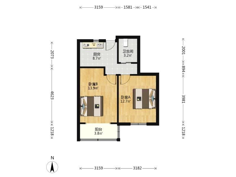 红旗小区52.69㎡2室1厅1卫1阳台普通，好房不等人-红旗小区二手房价