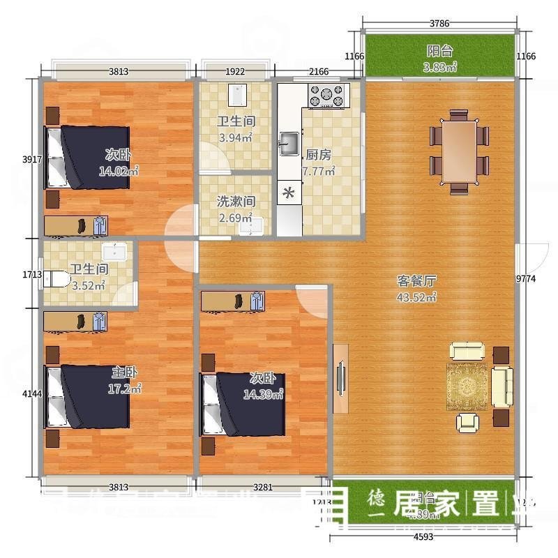 潜江市城东毛坯3室2厅2卫二手房出售10