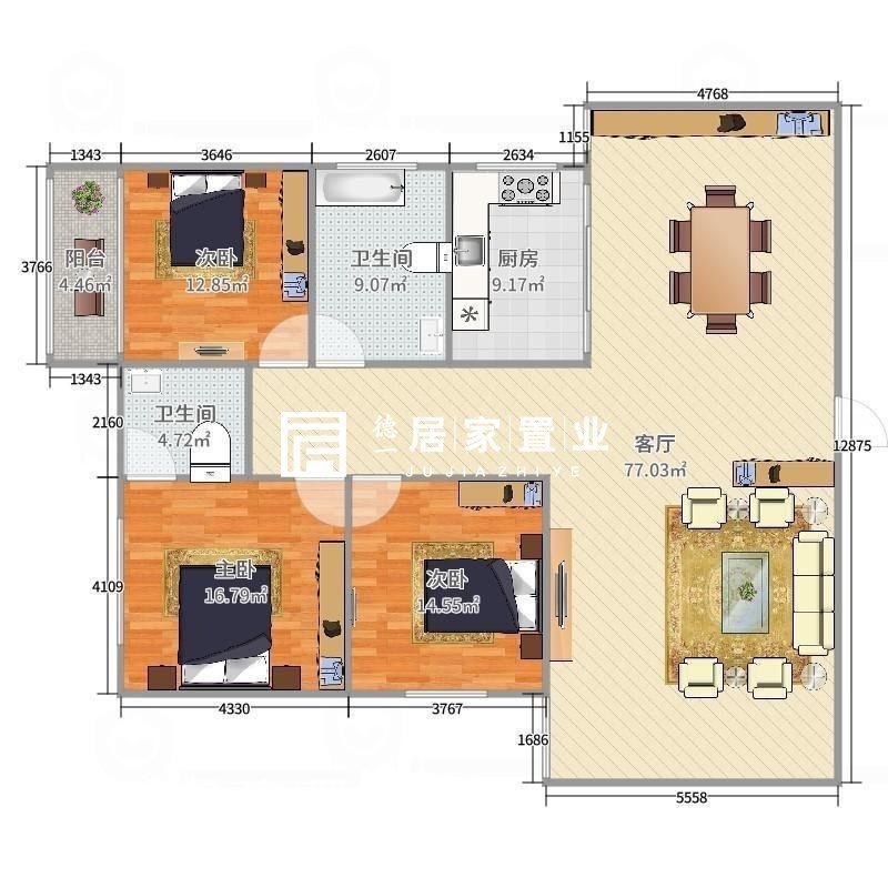 潜江市城北精装3室2厅2卫二手房出售11