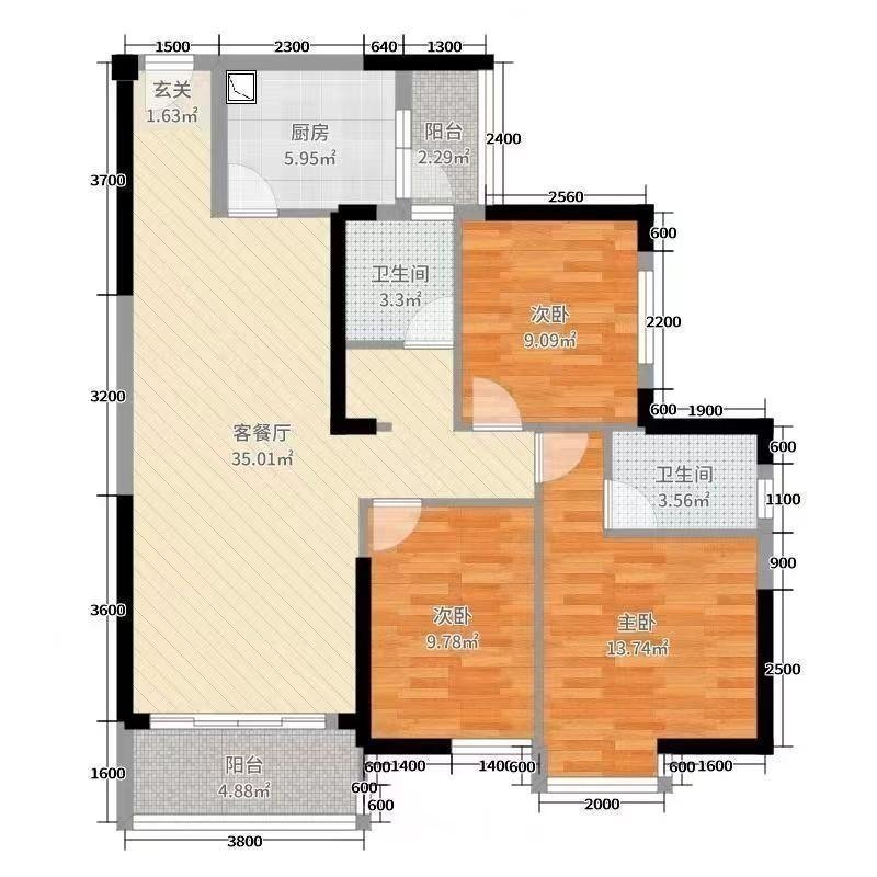 麒麟嘉园,麒麟嘉园 3室2厅2卫2阳台毛坯 使用面积大楼层好13