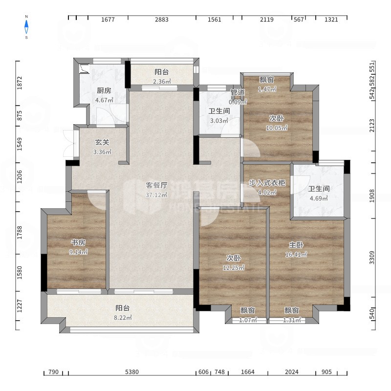 蓝光雍锦王府,蓝光雍锦王府 4室2厅3卫2阳台精装 使用面积大楼层好14