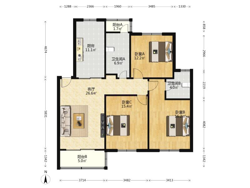 小区环境舒适3室2厅2卫2阳台,时尚装修，婚房优选-绿家园二手房价