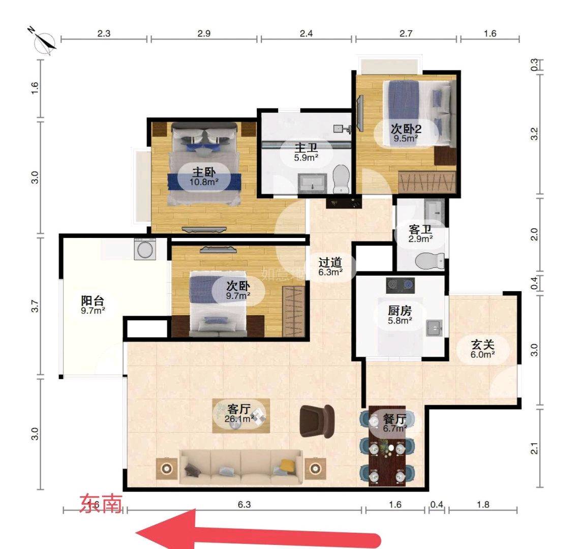 顺庆区南门坝普通3室2厅2卫二手房出售12