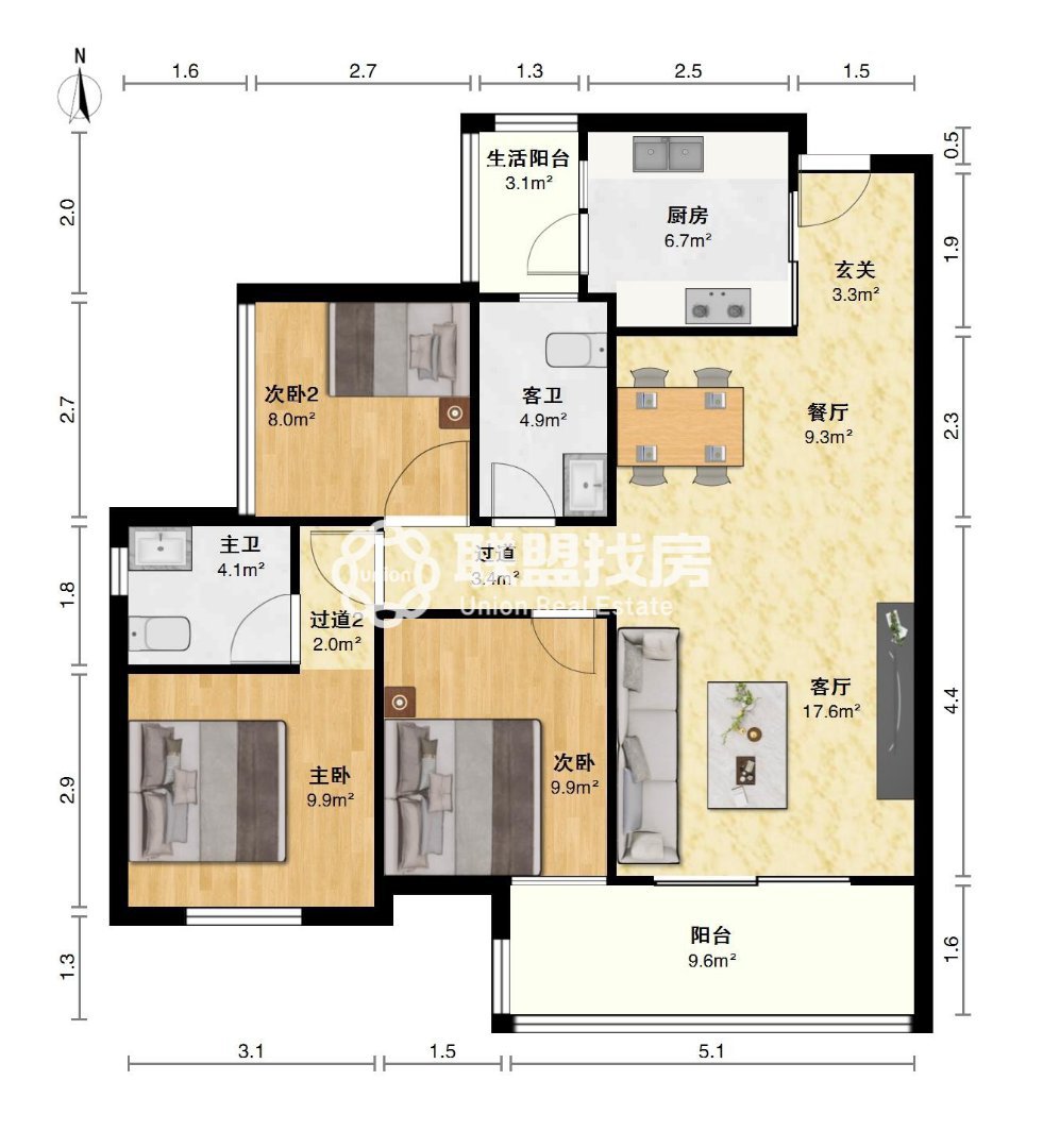 港北区城西新区毛坯3室2厅2卫二手房出售15