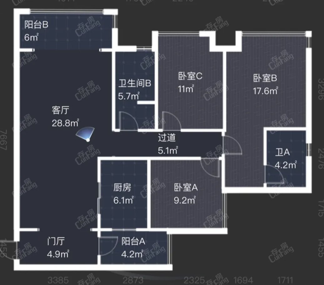 金阳新区金阳新区精装3室2厅2卫二手房出售13