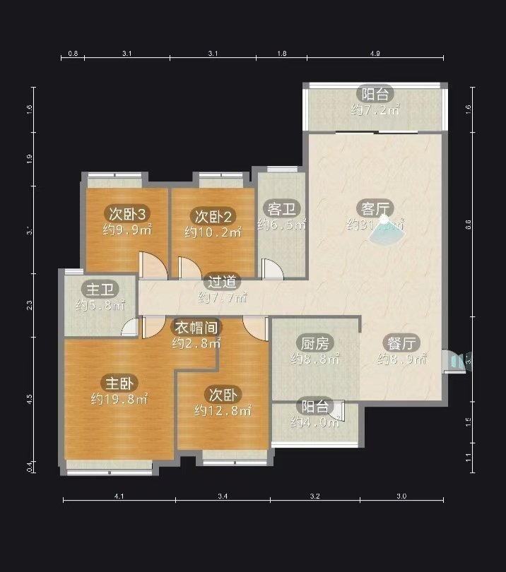 临桂区桂林新城区毛坯4室2厅2卫二手房出售7