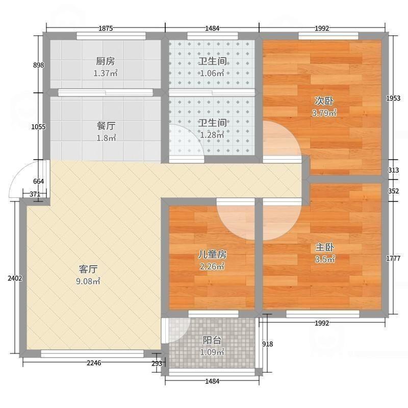 春和家园3室2厅1卫朝南北普通出租10