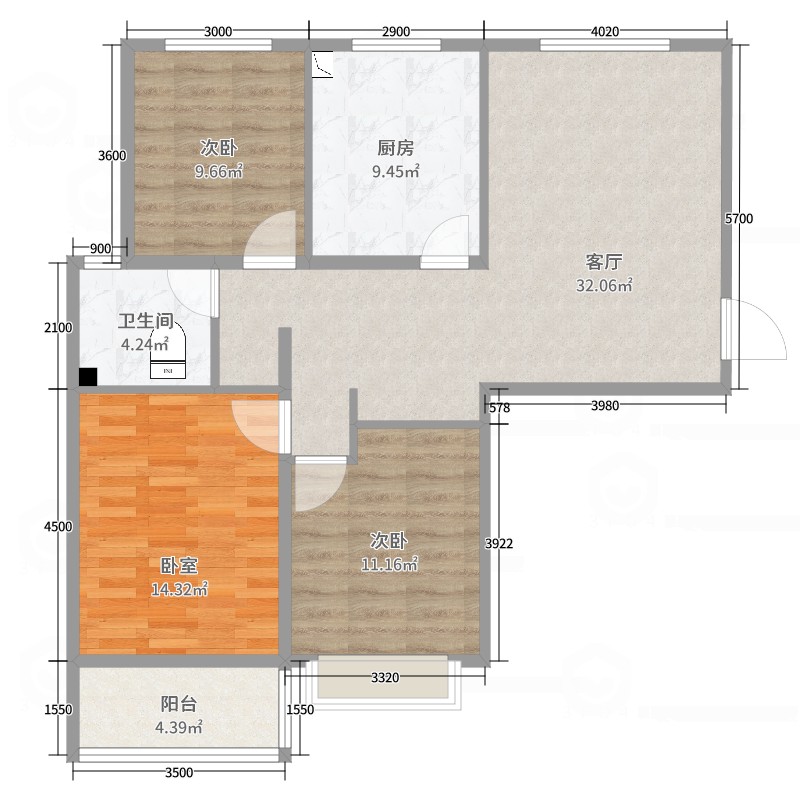 离石区城西普通2室1厅1卫二手房出售8