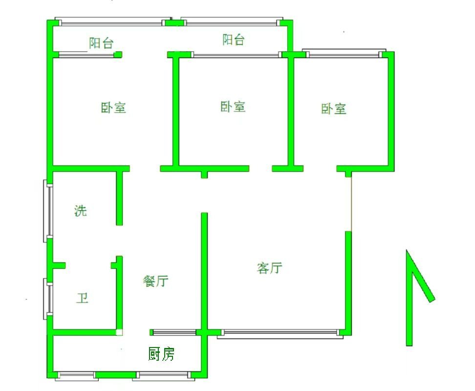 德城区市区毛坯3室2厅1卫二手房出售10