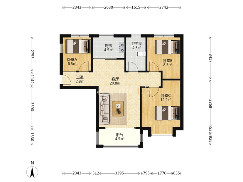 建投御湖园,御湖园三居，明厨明卫，精装修没住过，全天采光13