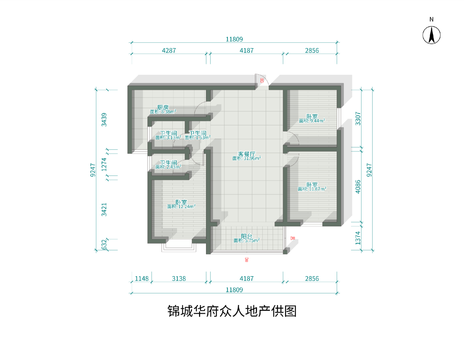 锦城华府,锦城华府 3室2厅 精装 南向 凤凰层 手续齐全 可分期12