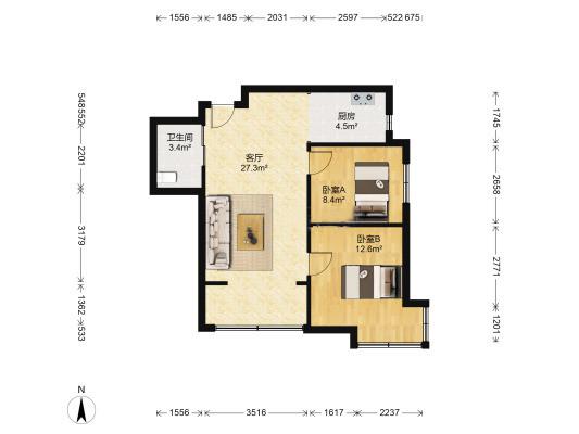 碧桂园银河城,星荟 精装两室 家电家具齐全 拎包入住78.74平8