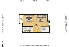 远洋山水南区56.99㎡1室1厅1卫1阳台精装